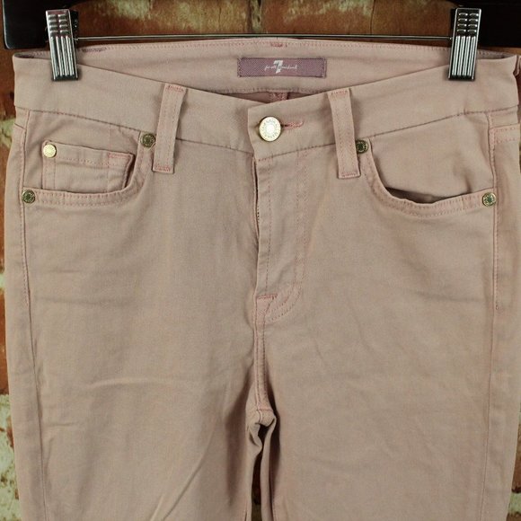 7 FOR ALL MANKIND Jeans Mid Rise Skinny Contour Womens 26 Blush Pink $178 EUC - Picture 6 of 12